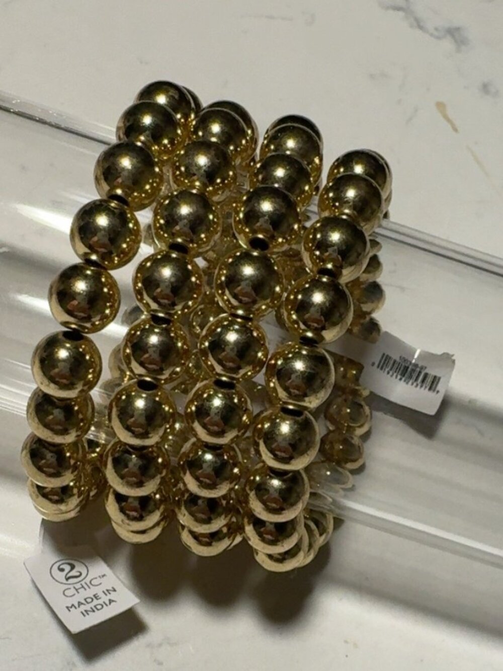 2 Chic Gold Tone Beaded Bracelets 4 Piece Set NWT